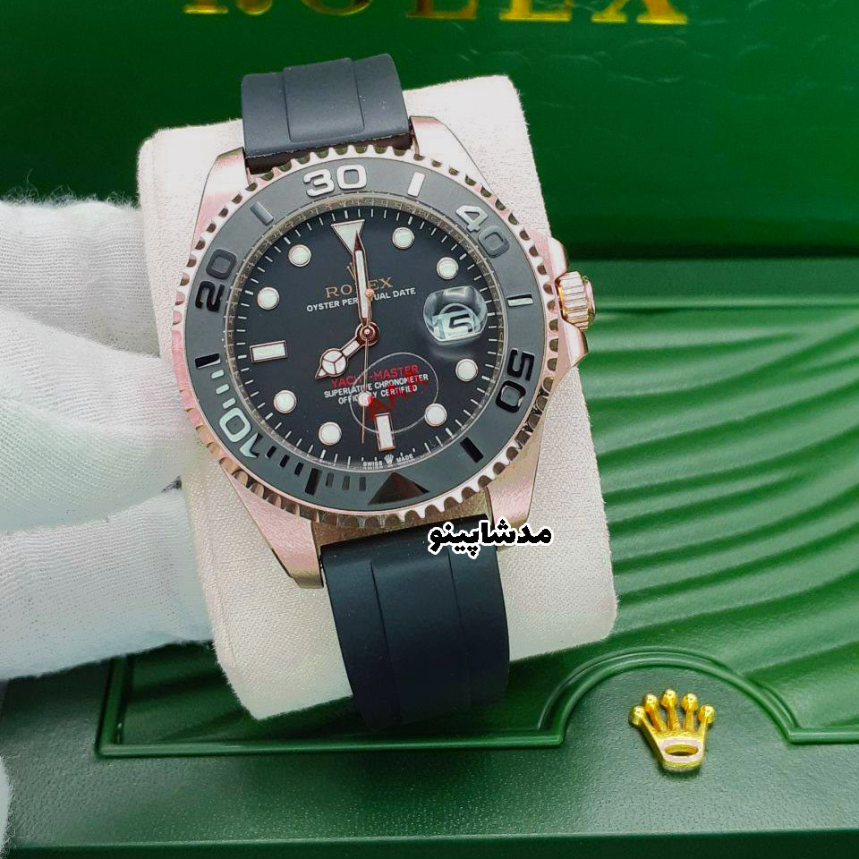 rolex-yacht-master-rosegold-with-black-strap5 ساعت یاخ مستر رزگلد