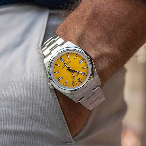 Rolex-Perpetual-yellow-dial-3 ساعت رولکس پرپچوال صفحه زرد