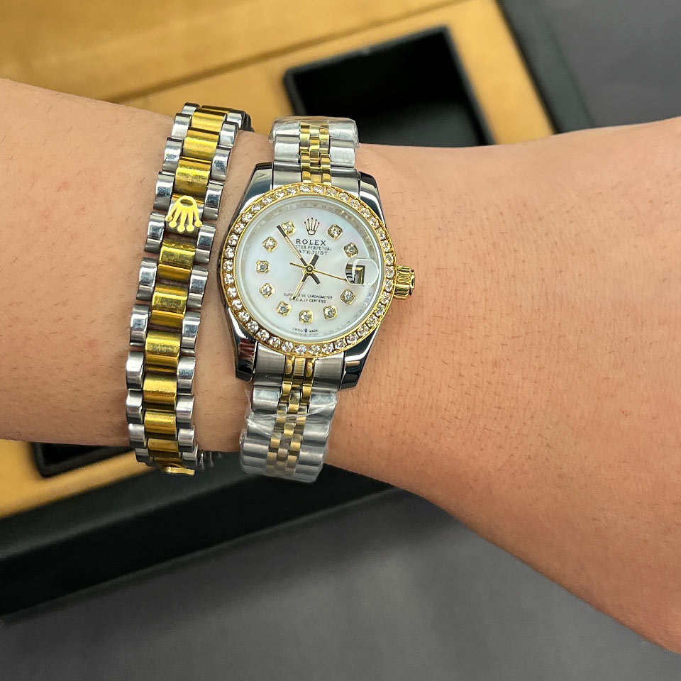 rolex-door-negin-safhe-sadafi ساعت رولکس دورنگین صفحه صدفی