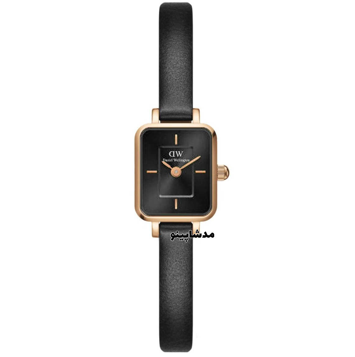 Daniel-Wellington-Mini-black ساعت دنیل ولینگتون مینی صفحه مشکی بند چرمی