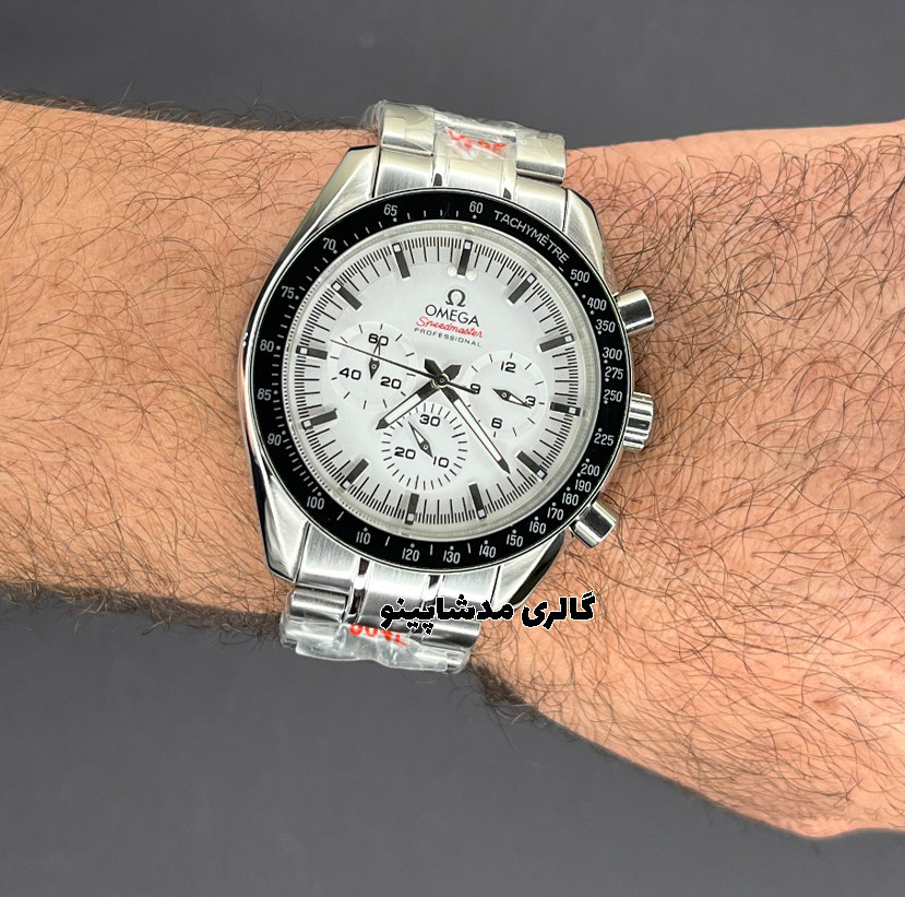 omega-speedmaster-silver-with-white-dial1 ساعت امگا اسپیدمستر کرنوگراف صفحه سفید