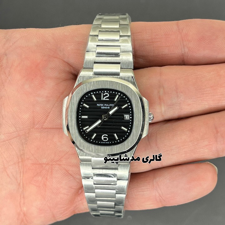 patek-phillipe-for-women-silver-black-dial13 ساعت پتک فیلیپ زنانه سیلور صفحه مشکی