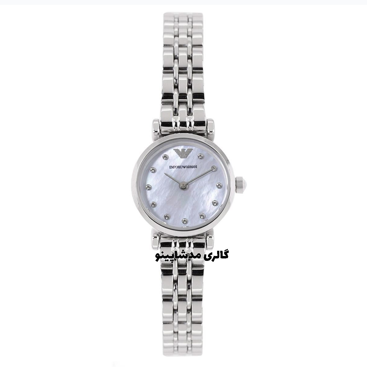 Emporio-Armani-Women's-Watch,-Silver,-Mother-of-Pearl-Dial ساعت زنانه امپریو آرمانی سیلور صفحه صدفی