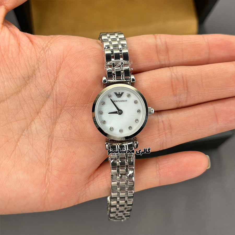Emporio-Armani-Women's-Watch,-Silver,-Mother-of-Pearl-Dial2 ساعت زنانه امپریو آرمانی سیلور صفحه صدفی