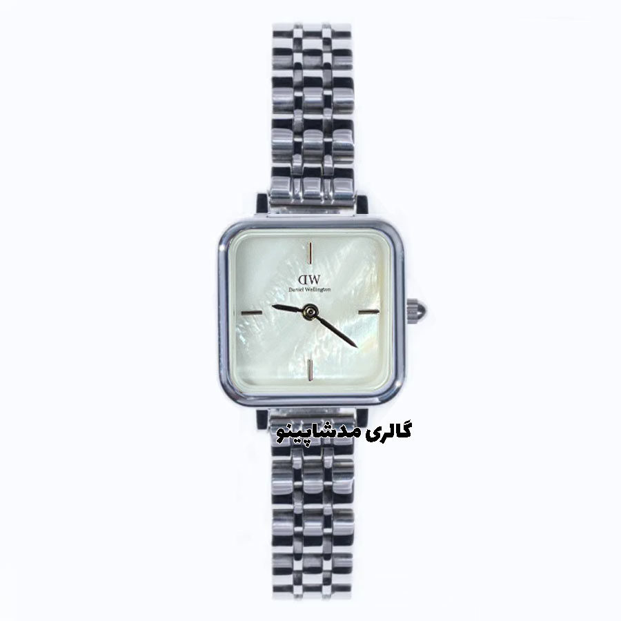 silver-dw-square-with-whith-dial1 دنیل ولینگتون زنانه مربعی صفحه صدفی
