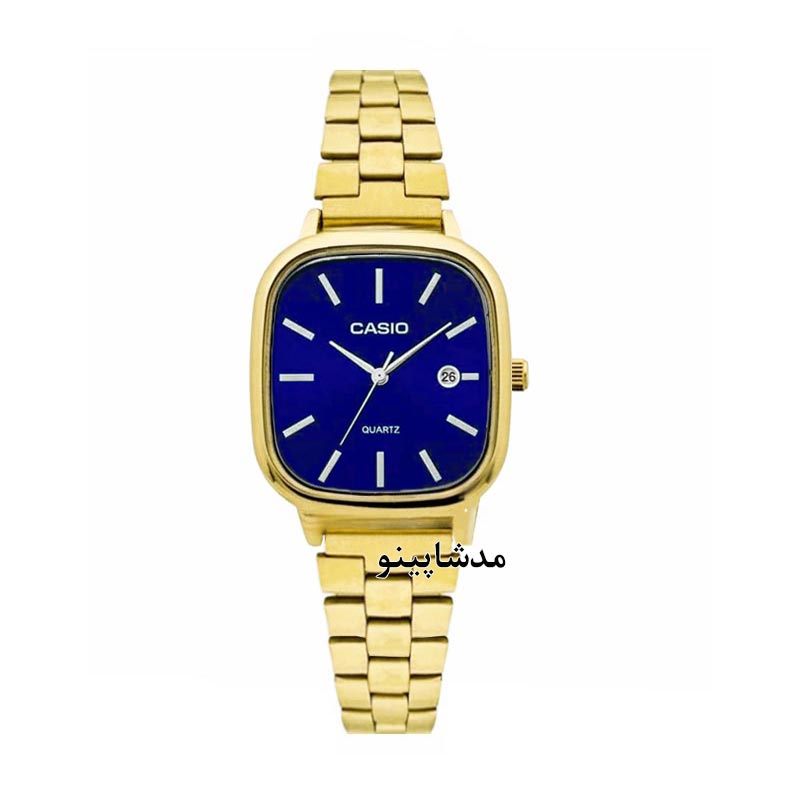 casio-gold-blue-dial-for-women3-13 ساعت کاسیو اولدمانی زنانه طلایی صفحه آبی