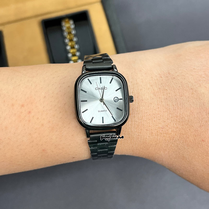 casio-oldmoney-black-silver-dial-for-women1 ساعت کاسیو اولدمانی زنانه مشکی صفحه سیلور