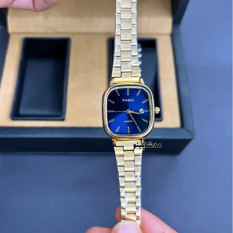 casio-oldmoney-gold-blue-dial-for-women1 ساعت کاسیو اولدمانی زنانه طلایی صفحه آبی