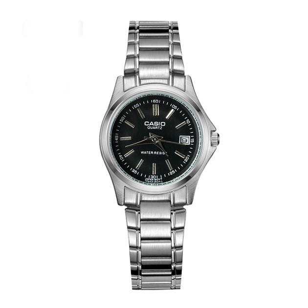 casio-silver-classic-black-dial-for-women ساعت کاسیو زنانه کلاسیک سیلور صفحه مشکی