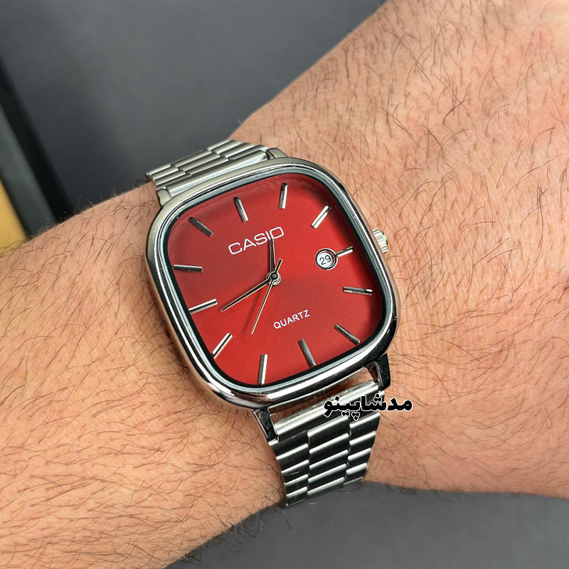 casio-silver--red-dial-for-men2 ساعت کاسیو اولدمانی مردانه سیلور صفحه قرمز