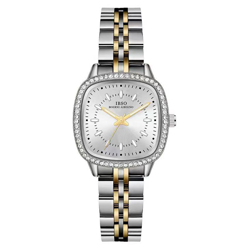 Ibso-Women's-Silver-Gold-diamond case Watch ساعت ایبسو زنانه دورنگین سیلور گلد