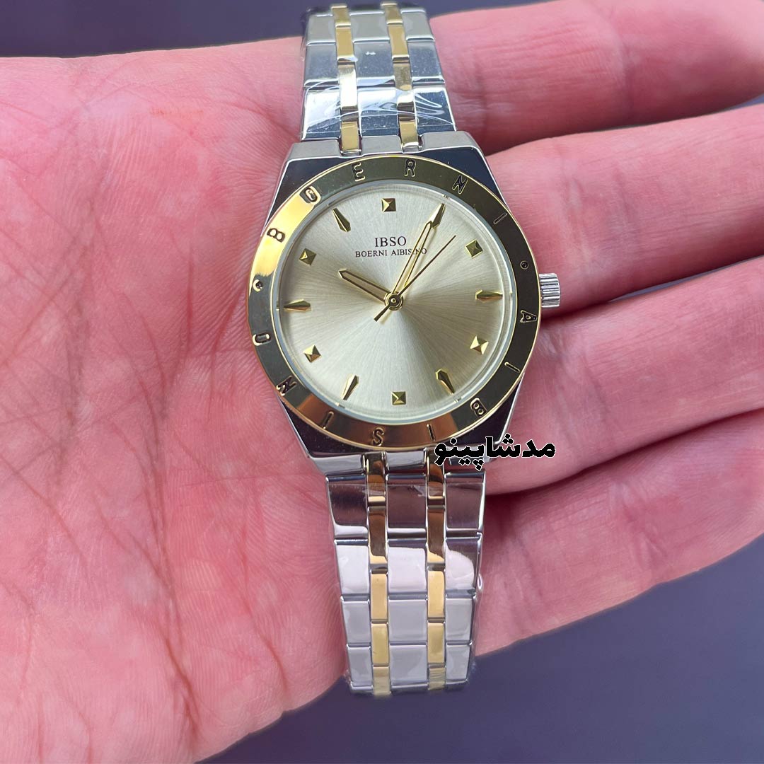 ibso-watch-sillver-gold-with-gold-dial1 ساعت ایبسو زنانه سیلور گلد صفحه طلایی