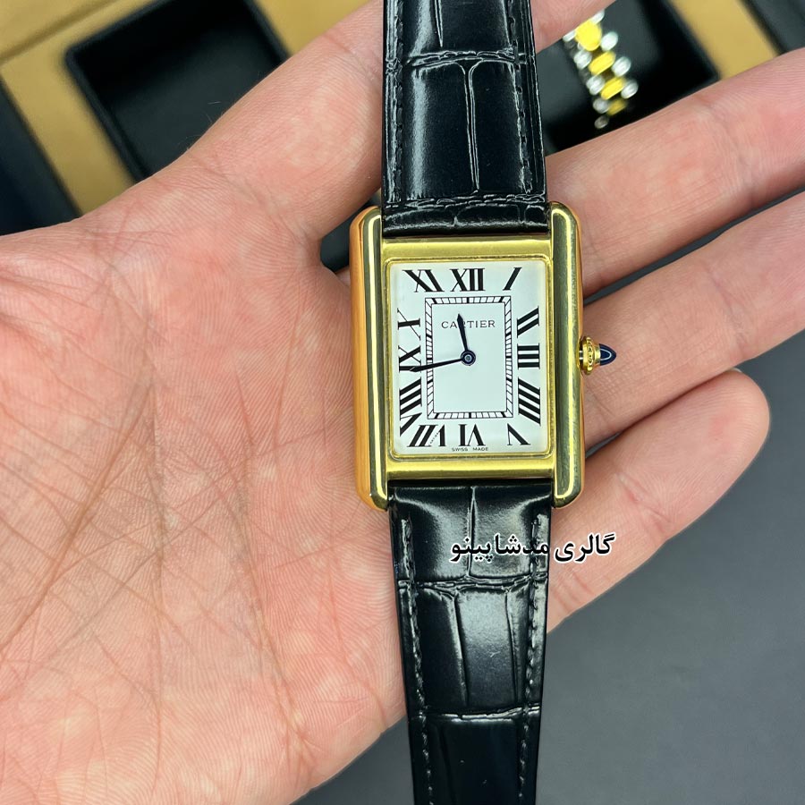 cartier-tank-ghab-talaie-mardane2 ساعت کارتیه تانک سولو مردانه قاب طلایی