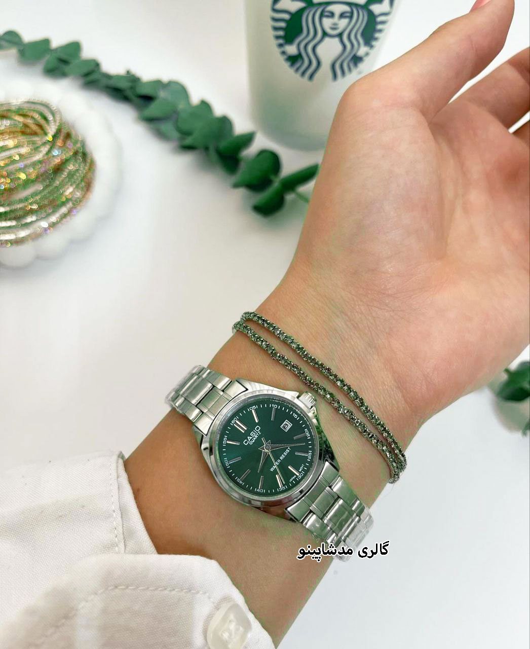 casio-silver-classic-green-dial-for-women1 ساعت کاسیو زنانه کلاسیک سیلور صفحه سبز