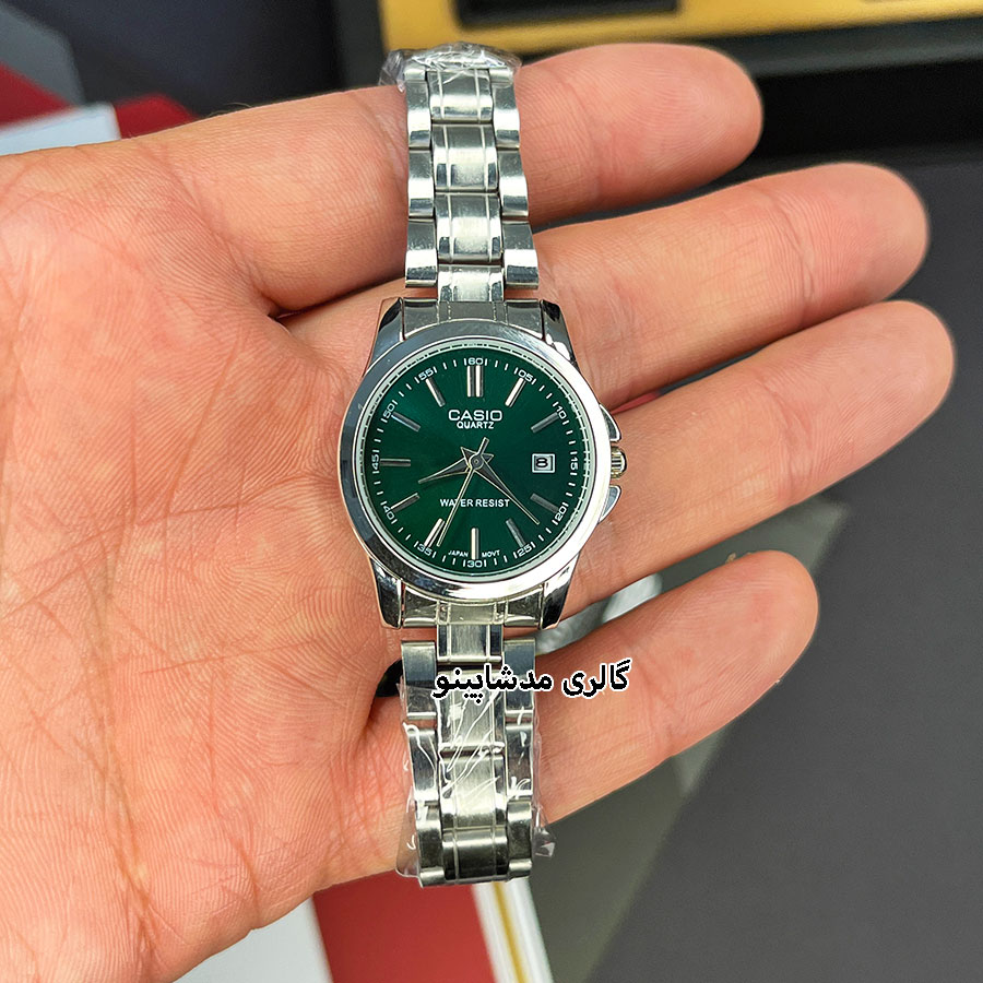 casio-silver-classic-green-dial-for-women2 ساعت کاسیو زنانه کلاسیک سیلور صفحه سبز