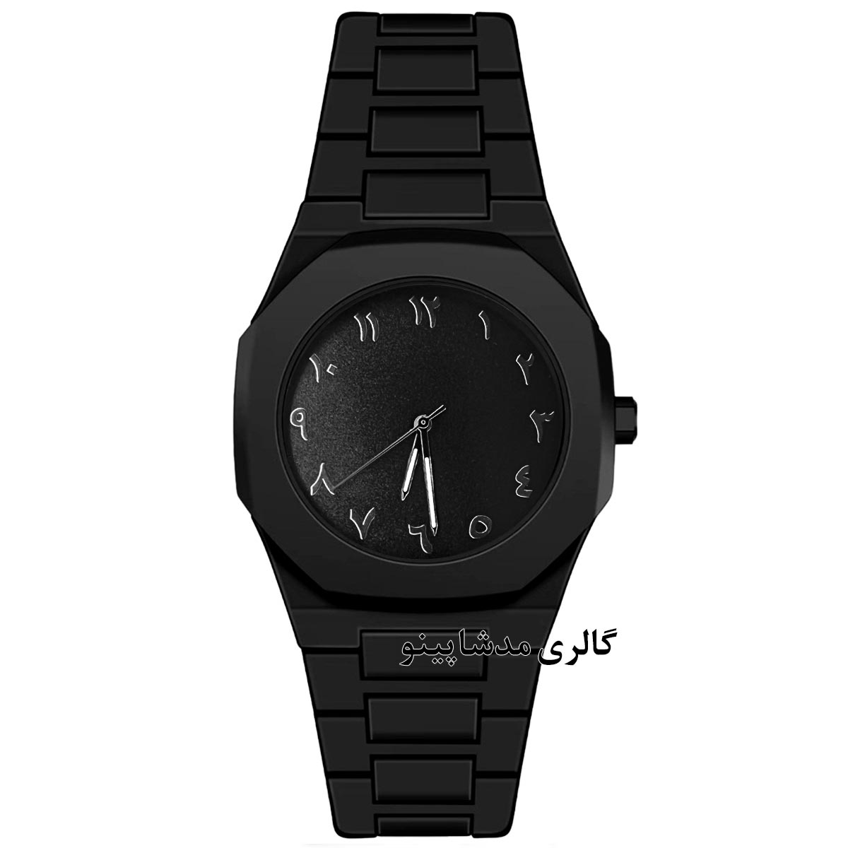 saat-full-black-adad-farsi ساعت تمام مشکی طرح AP با اعداد فارسی