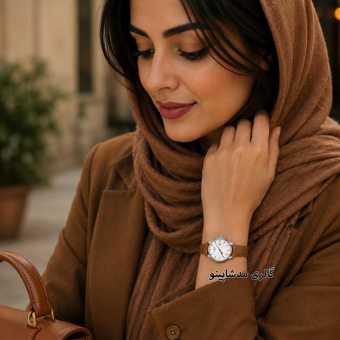 saat-citizen-zanane-band-charmi-asali21 ساعت سیتیزن بند چرمی زنانه عسلی