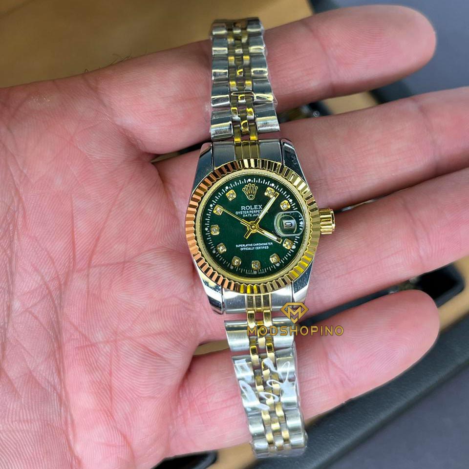saat-rolex-safhe-sabze-zanane1 ساعت رولکس صفحه سبز زنانه