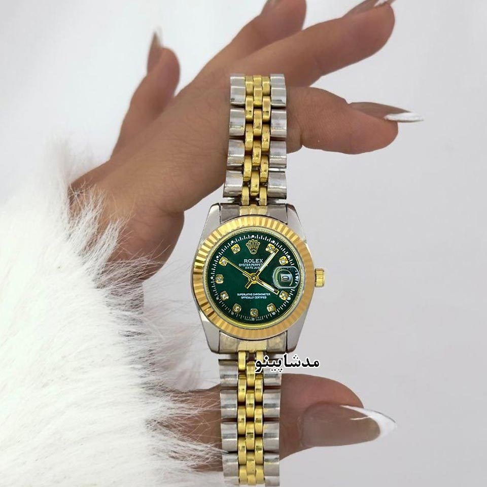 saat-rolex-safhe-sabze-zanane2 عکس ساعت رولکس صفحه سبز زنانه
