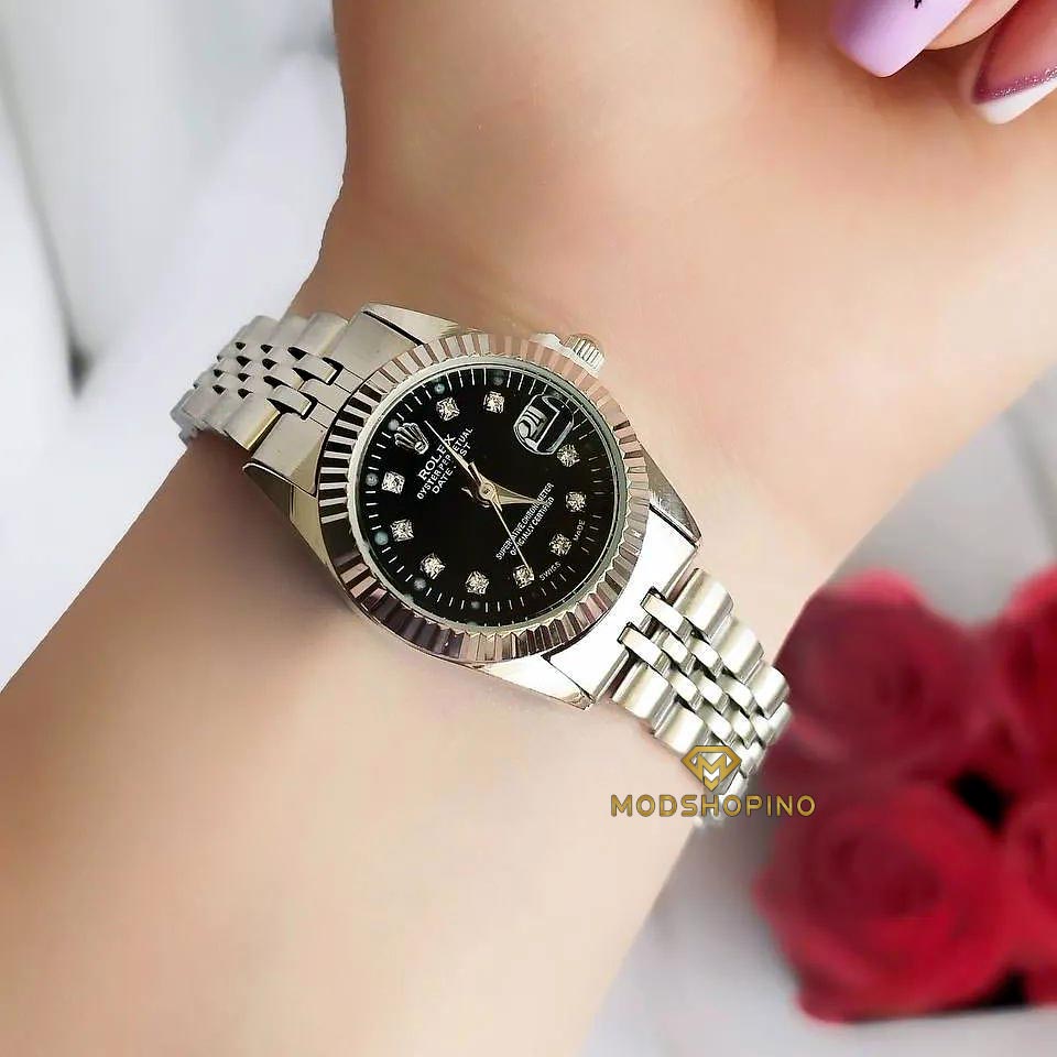 saat-rolex-zanane-safhe-meshki1 عکس ساعت رولکس زنانه صفحه مشکی ارزان