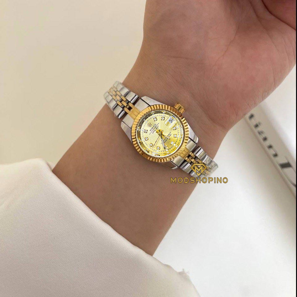 saat-rolex-zanane-safhe-talaie3 عکس ساعت رولکس زنانه صفحه طلایی